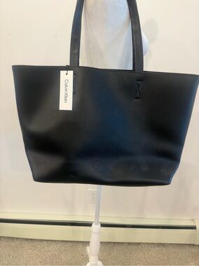 Calvin Klein Black Pebbled Shopper Tote